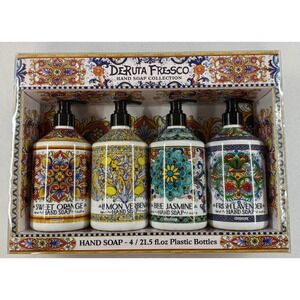 Deruta Fresco HAND SOAP  4/ 21.5 fl.oz Plastic Decorative Bottles *BRAND NEW*